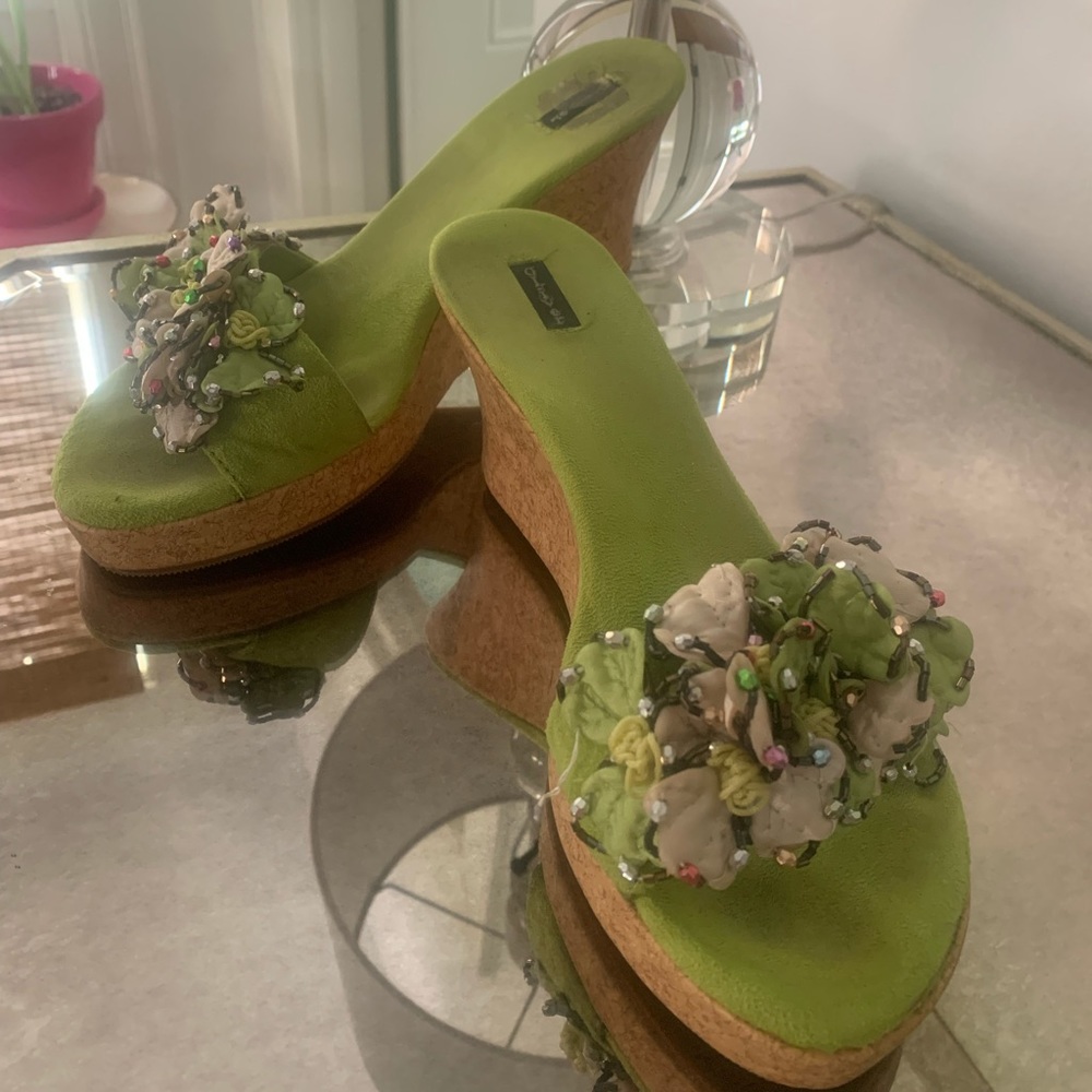 Lime green flower slides